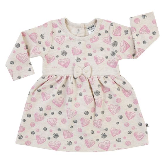 Jacky Sweat-Kleid Langarm Cute Ballerina - Herzen Beige - Gr. 62