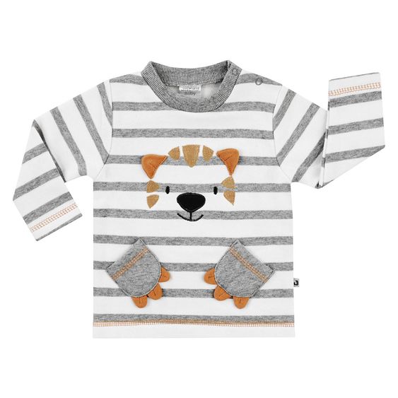 Jacky Sweatshirt Wild Jungle - Streifen Grau Melange Weiß - Gr. 62
