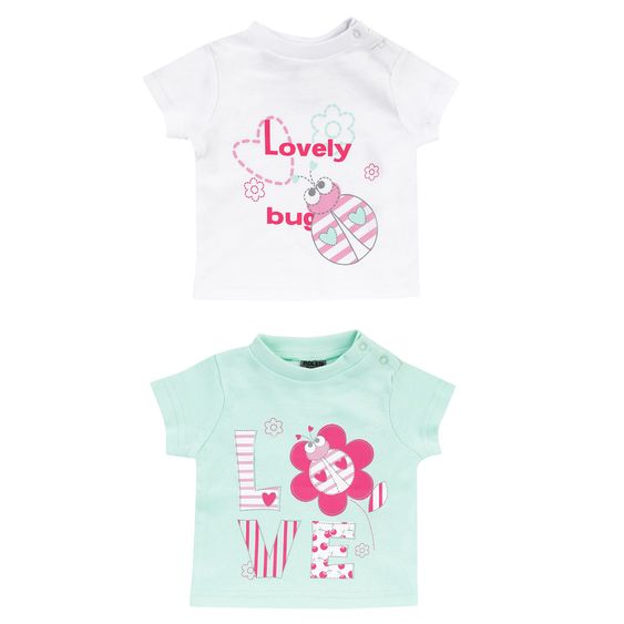 Jacky T-Shirt 2er Pack - Lovely Bug Weiß Mint - Gr. 62/68