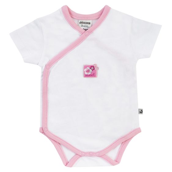 Jacky Wickelbody 2er Pack Kurzarm Baby Girl - Blumen Rosa Weiß - Gr. 62/68