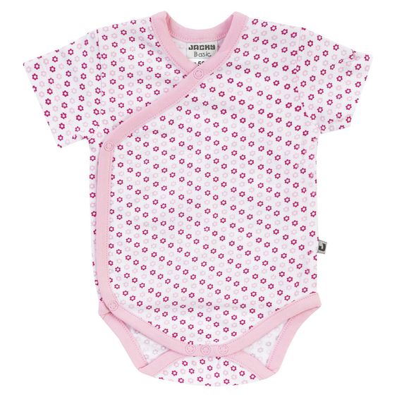 Jacky Wickelbody 2er Pack Kurzarm Baby Girl - Blumen Rosa Weiß - Gr. 62/68