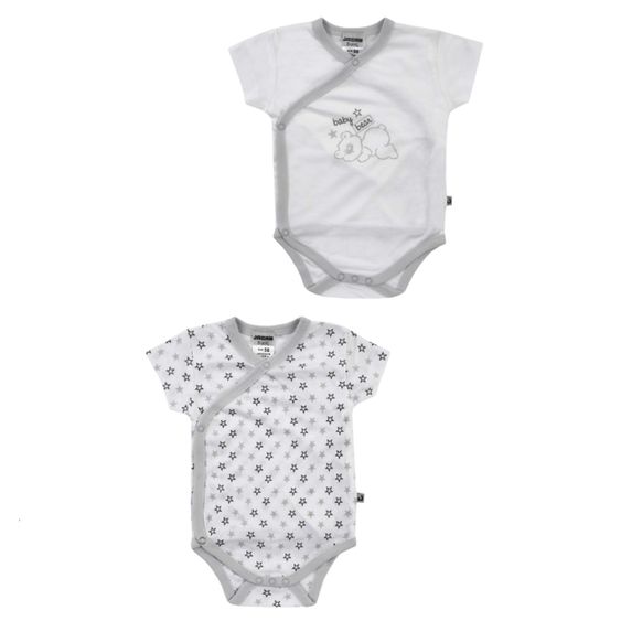 Jacky Wickelbody Kurzarm 2er Pack - Baby Bear Weiß Grau - Gr. 44