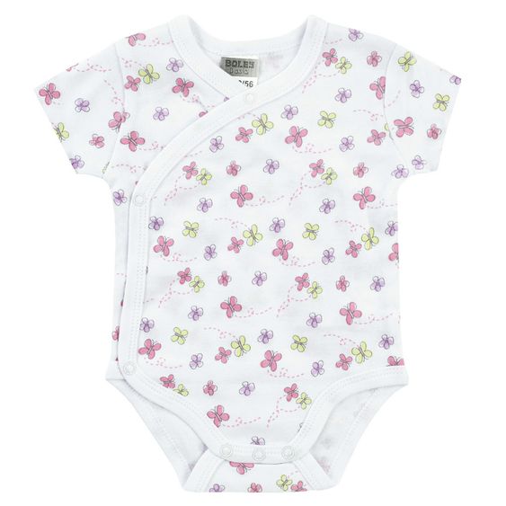 Jacky Wickelbody Kurzarm 2er Pack - Blume Rosa Weiß - Gr. 50/56