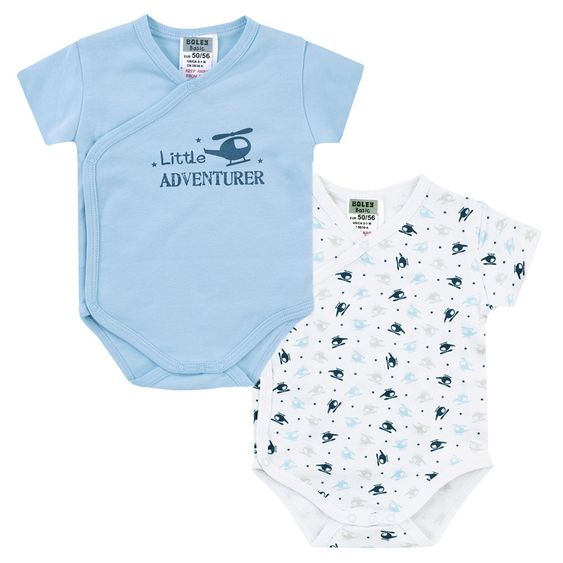 Jacky Wickelbody Kurzarm 2er Pack Little Adventurer - Hellblau Dunkelblau - Gr. 50/56