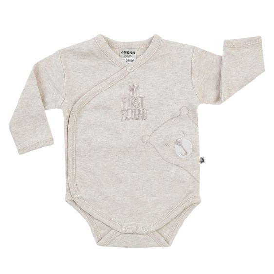 Jacky Wickelbody Langarm 2er Pack Badu Bär - Beige Melange Offwhite - Gr. 50/56