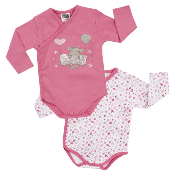 Jacky Wickelbody Langarm 2er Pack - Cow Girl Weiß Pink - Gr. 50/56