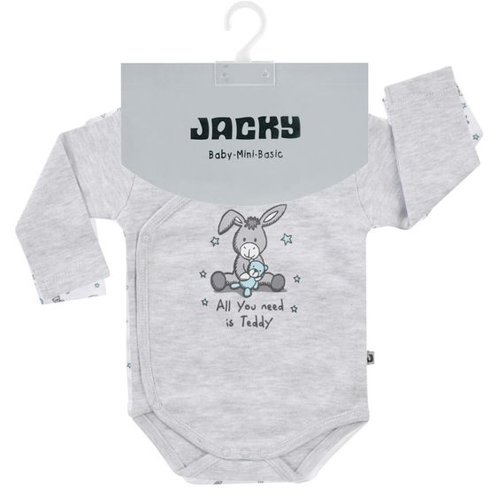 Jacky Wickelbody Langarm 2er Pack - Donkey Hellgrau Melange Weiß - Gr. 50/56