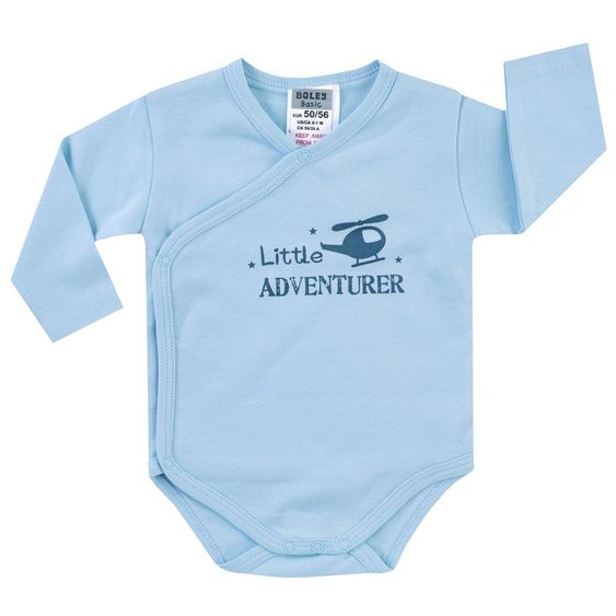 Jacky Wickelbody Langarm 2er Pack Little Adventurer - Hellblau Weiß - Gr. 50/56