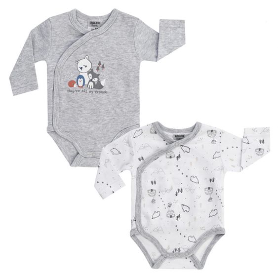 Jacky Wickelbody Langarm 2er Pack - Little Bear Grau - Gr. 50