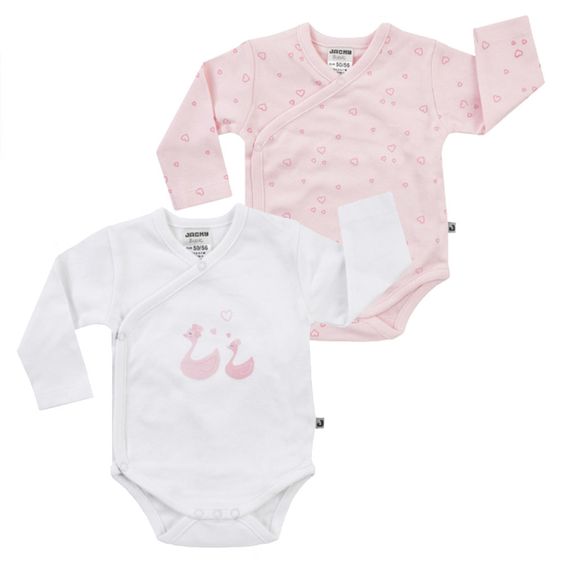 Jacky Wickelbody Langarm 2er Pack - Little Swan Rosa Weiß - Gr. 50/56