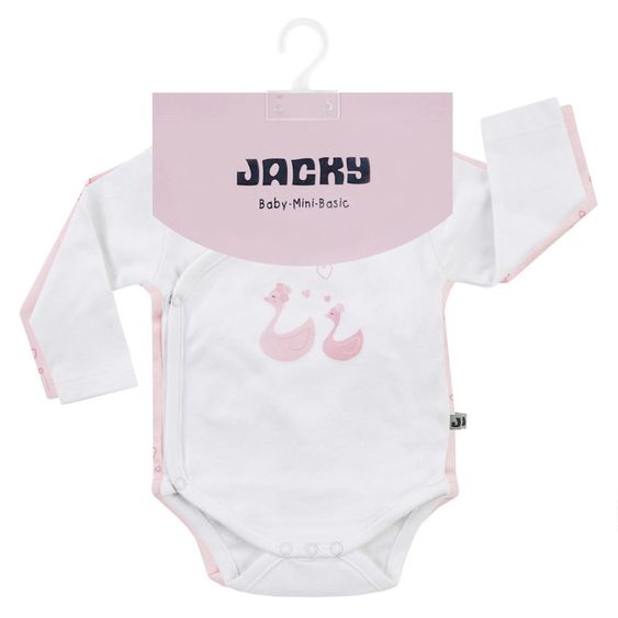 Jacky Wickelbody Langarm 2er Pack - Little Swan Rosa Weiß - Gr. 50/56
