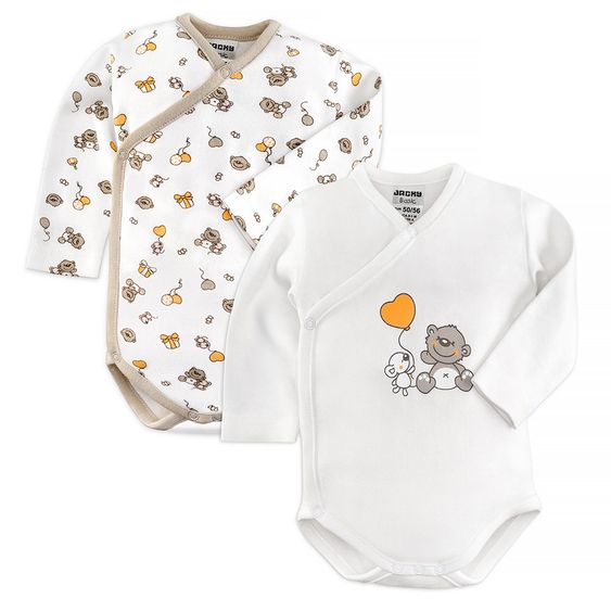 Jacky Wickelbody long sleeve pack of 2 - Lovely Bear Offwhite Beige - Gr. 50/56