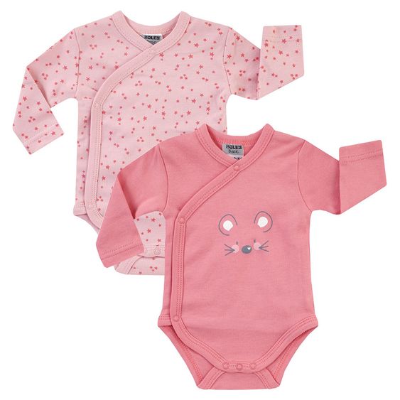 Jacky Wickelbody Langarm 2er Pack - Maus Rosa - Gr. 50/56