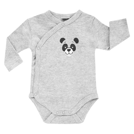 Jacky Wickelbody Langarm 2er Pack - Panda Grau Melange Weiß - Gr. 50/56