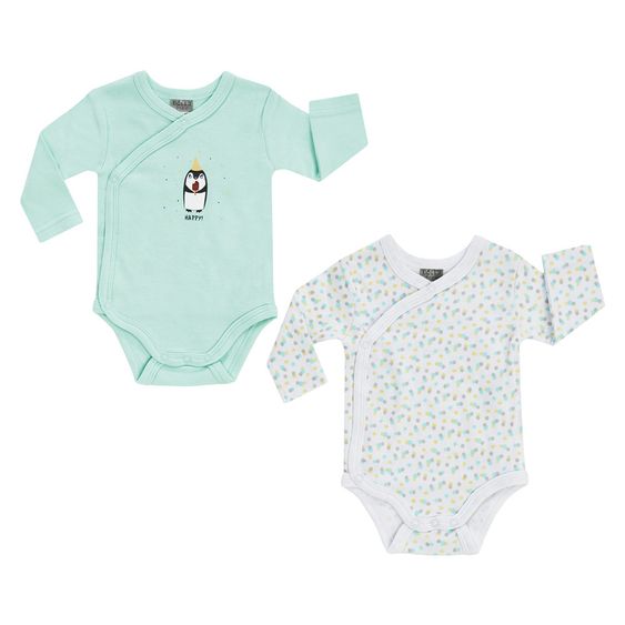 Jacky Wickelbody Langarm 2er Pack - Pinguin Mint Weiß - Gr. 50/56