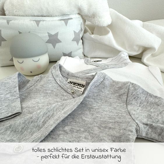 Jacky Wickelbody Langarm 3er Pack - Grau Melange, Ringel & Offwhite - Gr. 50/56