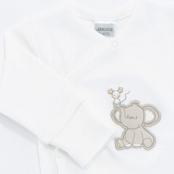 Jacky Wickelbody Langarm mit Kratzfäustlingen Elephant - Offwhite - Gr. 50
