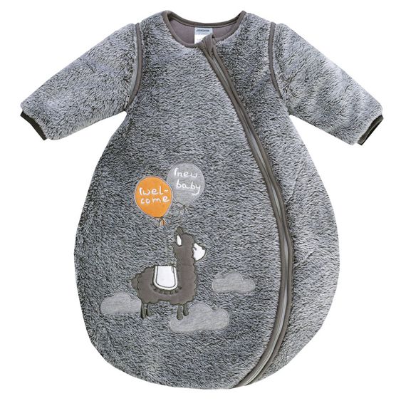 Jacky Winter Schlafsack wattiert Flausch Lama - Anthrazit - Gr. 62/68