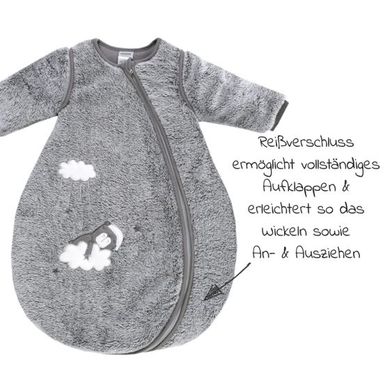 Jacky Winterschlafsack wattiert Ärmel abnehmbar - Dreamer - Grau - Gr. 50