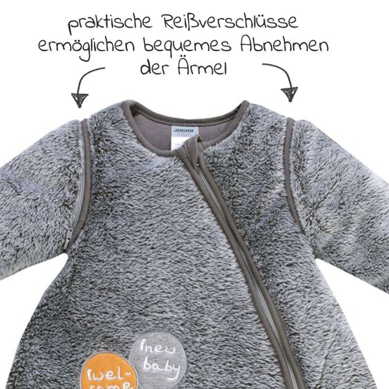Jacky Winterschlafsack wattiert - Flausch Lama - Anthrazit - Gr. 50