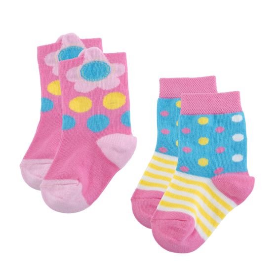 Jacobs Babymoden 2er Pack Socken Tupfen - Rosa Türkis - Gr. 19 / 20