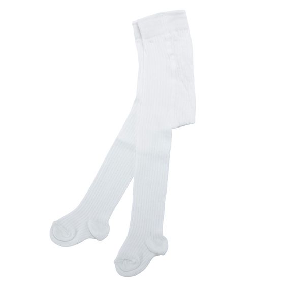 Jacobs Babymoden 2er Pack Strumpfhose - Blume & Rippe Offwhite - Gr. 62/68