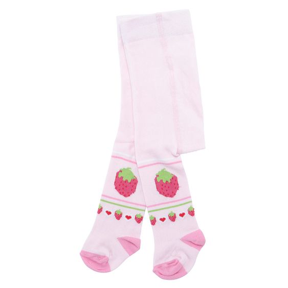 Jacobs Babymoden 2er Pack Strumpfhose - Erdbeere & Uni Rosa Pink - Gr. 62/68