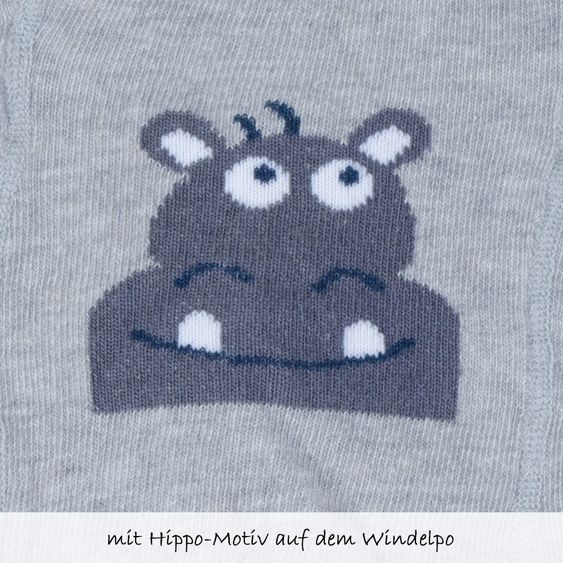 Jacobs Babymoden 2er Pack Strumpfhose Ringel & Hippo - Grau - Gr. 74 / 80