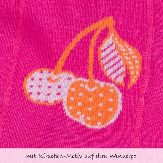 Jacobs Babymoden 2er Pack Strumpfhose Ringel & Kirschen - Pink - Gr. 50 / 56