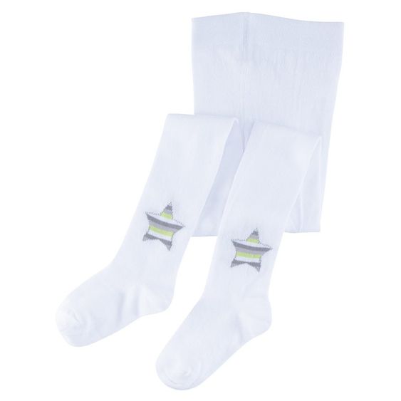 Jacobs Babymoden 2er Pack Strumpfhose Ringel & Stern - Weiß Grün - Gr. 62 / 68