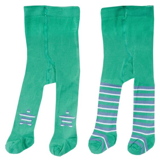 Jacobs Babymoden 2er Pack Strumpfhose Ringel & Sterne - Grün - Gr. 50 / 56