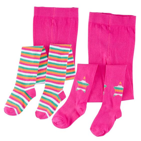 Jacobs Babymoden 2er Pack Strumpfhose Ringel & Sterne - Pink - Gr. 50 / 56