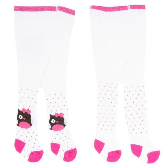Jacobs Babymoden 2er Pack Thermo-Strumpfhose Eule Tupfen - Ecru Pink - Gr. 50 / 56