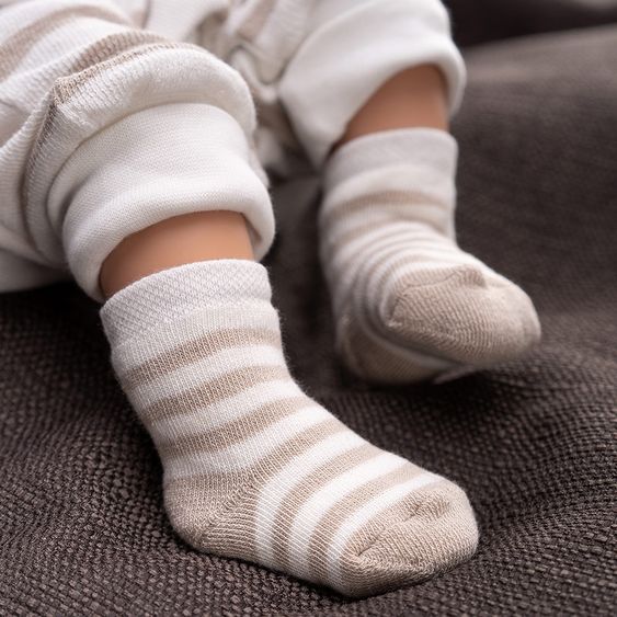 Jacobs Babymoden First Baby Socks 6 Pack - Bear - Beige - Size 0 - 3 months