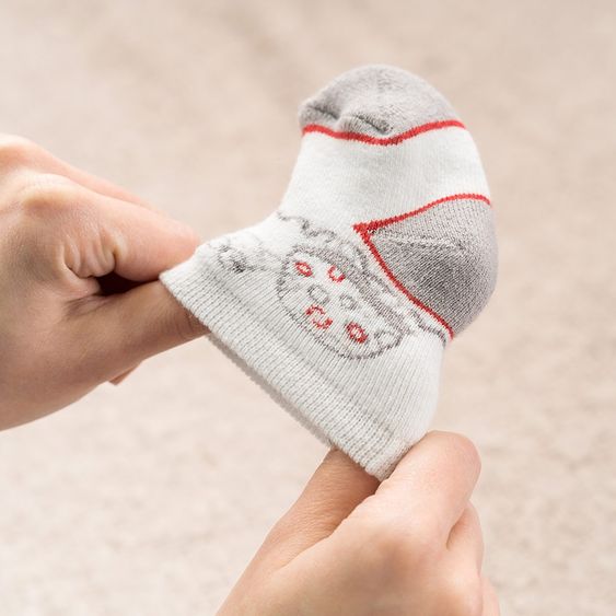 Jacobs Babymoden Erstlingssocken 6er Pack - Schildkröte - Ecru Grau - Gr. 0 - 3 Monate