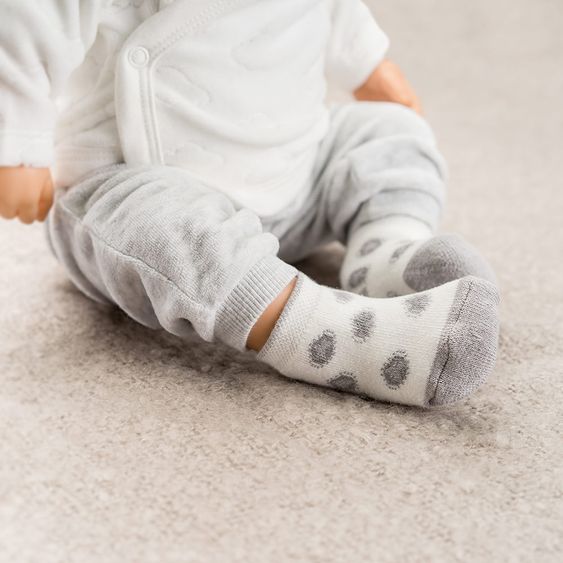 Jacobs Babymoden Erstlingssocken 6er Pack - Schildkröte - Ecru Grau - Gr. 0 - 3 Monate