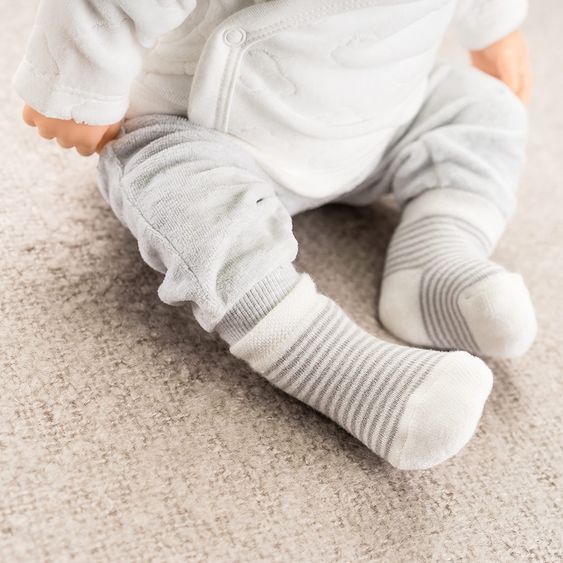 Jacobs Babymoden Erstlingssocken 6er Pack - Schildkröte - Ecru Grau - Gr. 0 - 3 Monate