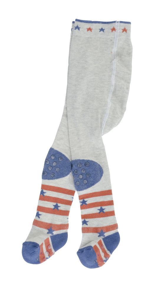 Jacobs Babymoden Krabbel-Strumpfhose Stars Stripes - Hellgrau meliert - Gr. 62 / 68