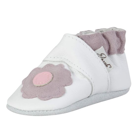 Jacobs Babymoden Lederschuh Blume - Weiß Flieder - Gr. 18 / 19