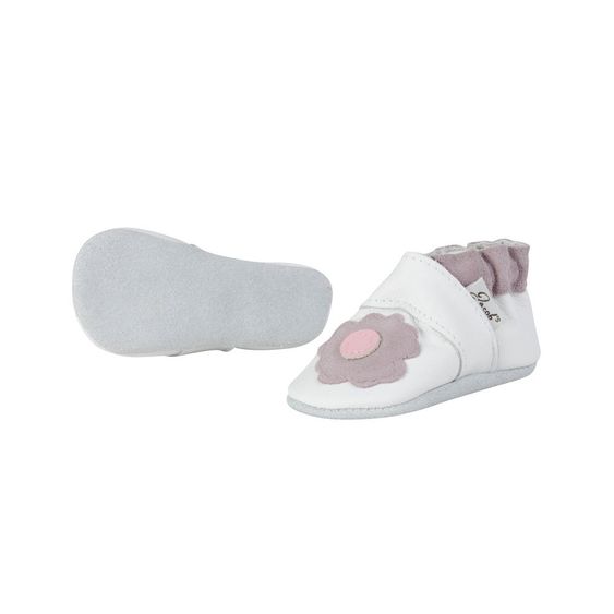 Jacobs Babymoden Lederschuh Blume - Weiß Flieder - Gr. 18 / 19