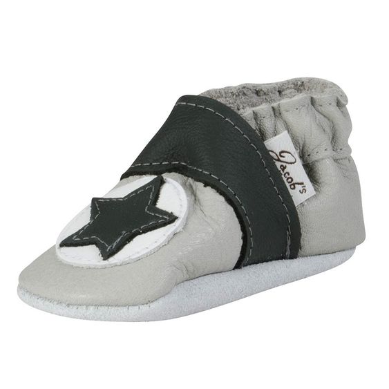 Jacobs Babymoden Lederschuh Stern - Grau Anthrazit - Gr. 18 / 19