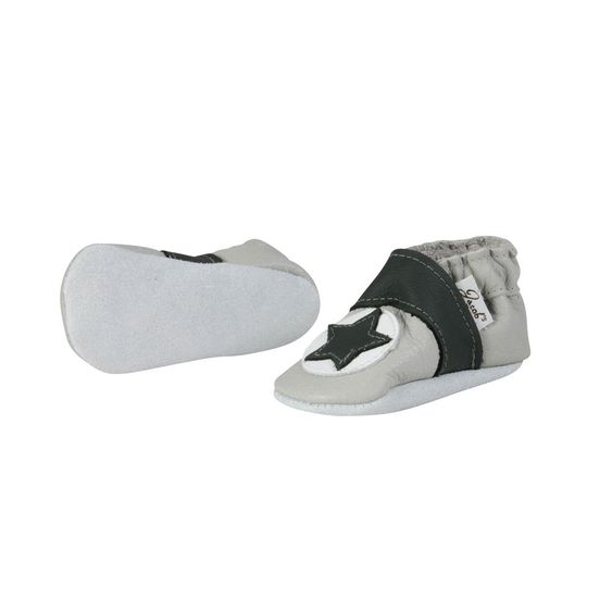 Jacobs Babymoden Lederschuh Stern - Grau Anthrazit - Gr. 18 / 19