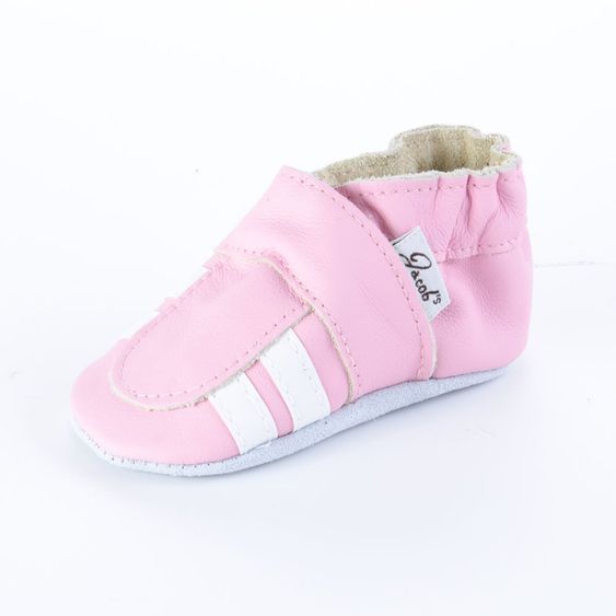 Jacobs Babymoden Lederschuh Weiße Streifen - Rosa - Gr. 18 / 19