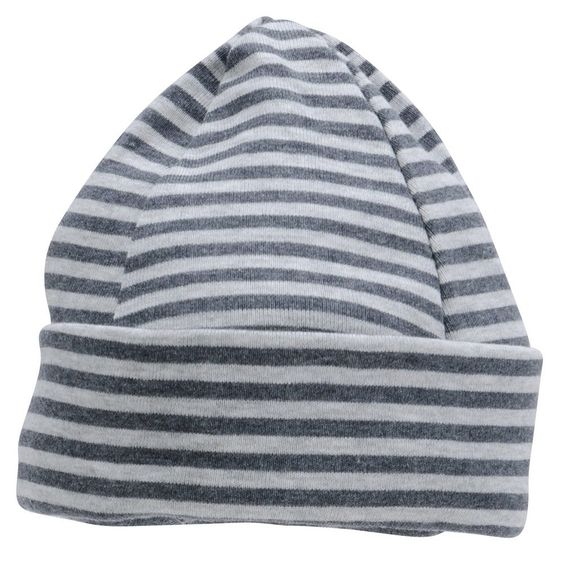 Jacobs Babymoden Mütze mit Umschlag Ringel - Anthrazit Grau - Gr. 38 / 40
