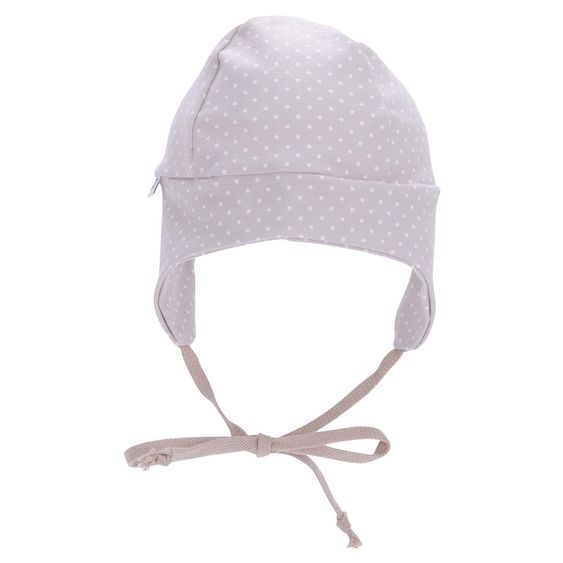Jacobs Babymoden Mütze zum Binden - Tupfen Beige Ecru - Gr. 38/40