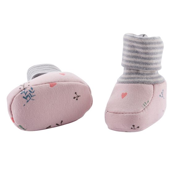 Jacobs Babymoden Schuh mit Bündchen - Blätter Altrose - Gr. 15/16