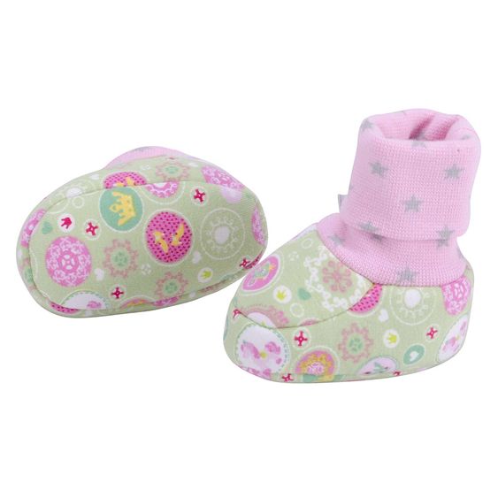 Jacobs Babymoden Schuh mit Bündchen - Prinzessin Grün Rosa - Gr. 15/16