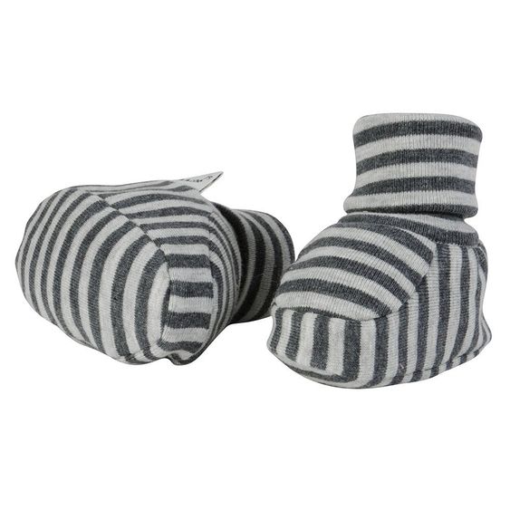 Jacobs Babymoden Schuh mit Bündchen - Ringel Anthrazit Grau - Gr. 16 / 17