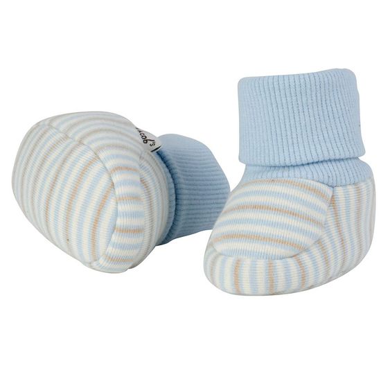 Jacobs Babymoden Schuh mit Bündchen - Ringel Blau Beige - Gr. 16 / 17
