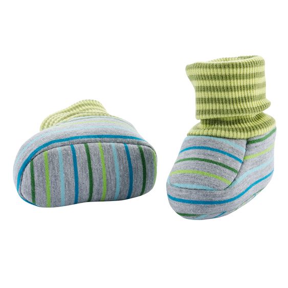 Jacobs Babymoden Schuh mit Bündchen - Ringel Grau Grün Türkis - Gr. 15/16
